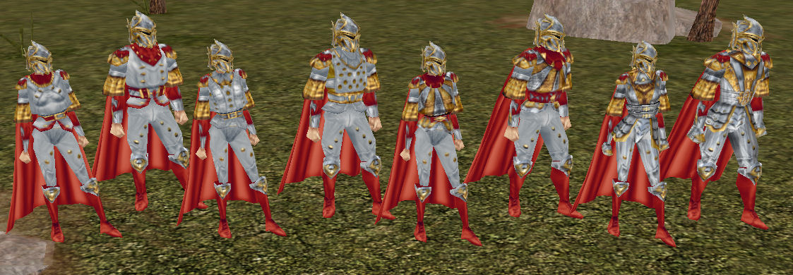 Various types of Le'Megen armor and uniforms
